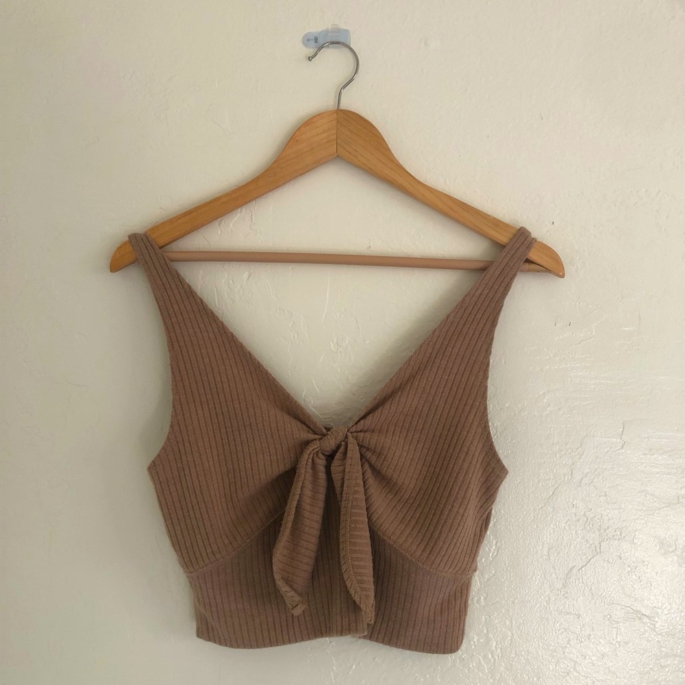 Abercrombie & Fitch Tie Knot Crop Sweater Ribbed Tank Top